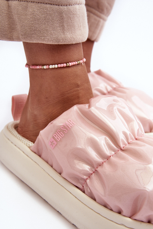 Połyskujące Kapcie Damskie Różowe Big Star MM274129