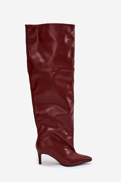 Kozaki Damskie Na Szpilce Wsuwane Bordowe Mavilla