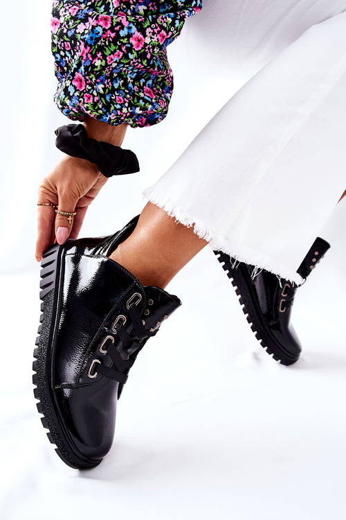 Lakierowane Półbuty Sergio Leone PB210 Czarne