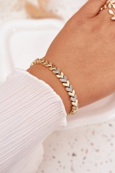 Bransoletka Damska Serduszka Z Cyrkoniami Złota