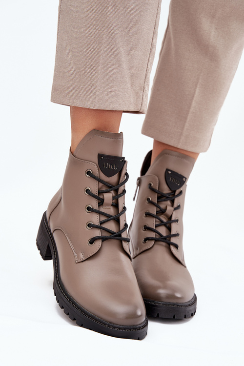 Ocieplane Botki Damskie Na Klocku Vinceza 58609 Szare