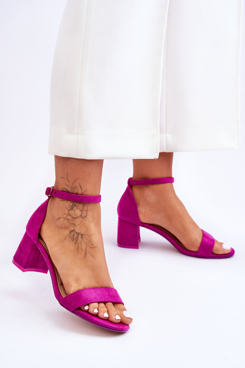 Zamszowe Sandały Na Niskim Obcasie Fioletowe Quincy