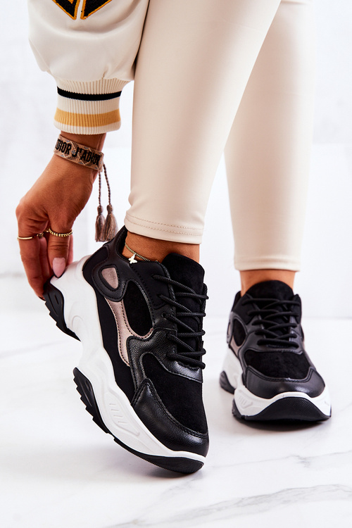 Sportowe Buty Sneakersy Czarne Retroque