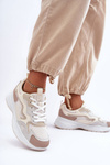 Damskie Buty Sportowe Sneakersy Na Platformie Beżowe Lomare