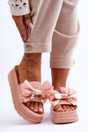 Klapki Z Kokardą I Ozdobnym Misiem Jasnoróżowe Suzy