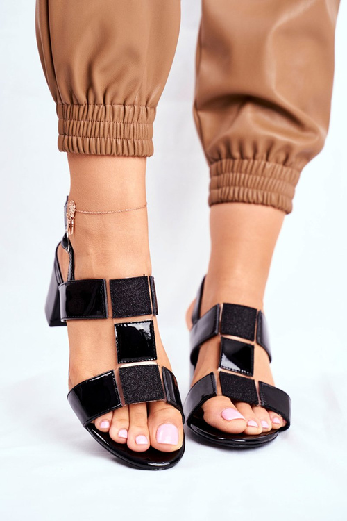 Sandały Damskie Sergio Leone Lakierowane Czarne SK910