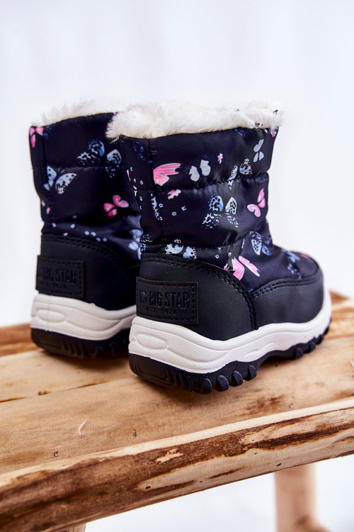 Dziecięce Botki Śniegowce Na Suwak Big Star KK374236 Granatowe