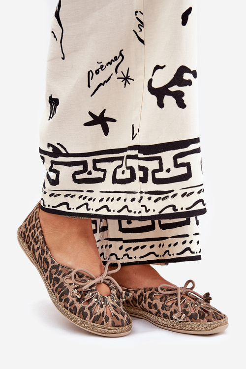 Płaskie Baleriny Z Naturalnej Skóry Panterka Zazoo 10179 Brązowe