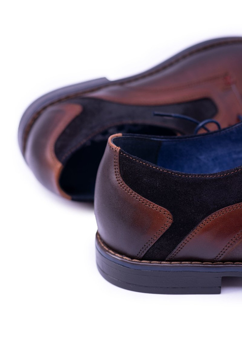 Nikopol Brązowe Skórzane Męskie Półbuty Zinedine