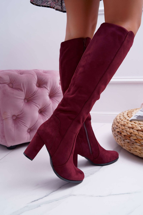 Damskie Kozaki Sergio Leone Zamszowe Bordowe KZ275