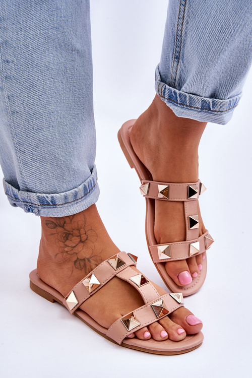 Damskie Klapki Z Dużymi Ćwiekami Nude Mercure