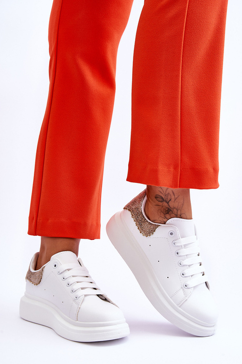 Damskie Buty Sportowe Z Ozdobnym Wzorem Biało-Złote Delight