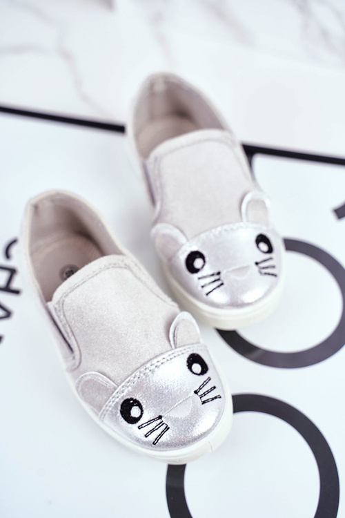 Trampki Dziecięce Wsuwane Z Myszką Jasno Szare Candys