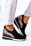 Wsuwane Sneakersy Na Koturnie Vinceza 10593 Czarno-Srebrne