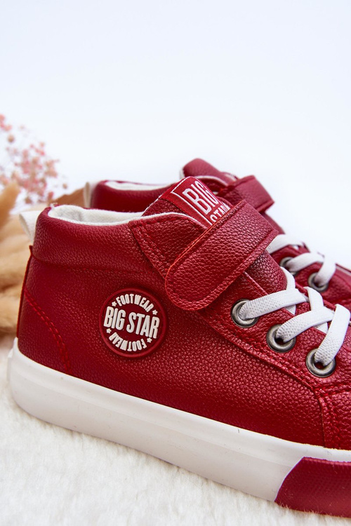 Skórzane Dziecięce Trampki Big Star EE374004 Czerwone