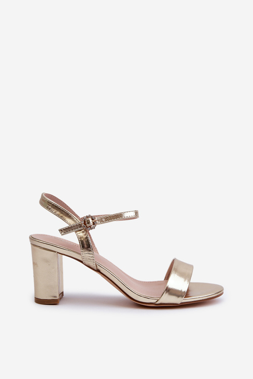 Sandały Na Słupku Złote Glindra