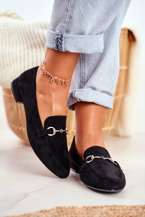 Damskie Zamszowe Mokasyny Sergio Leone MK733 Czarne