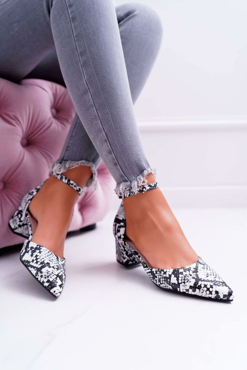 Sandały Damskie Na Słupku Skóra Węża Kehira