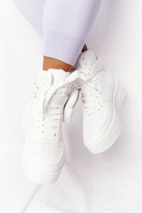 Sportowe Buty Na Platformie Z Nerką Białe Alexis