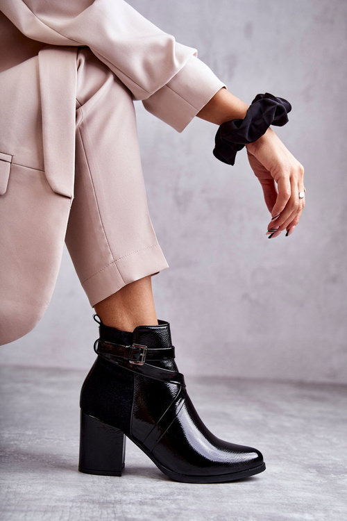 Modne Lakierowane Botki La.Fi 260037B-LA Czarne