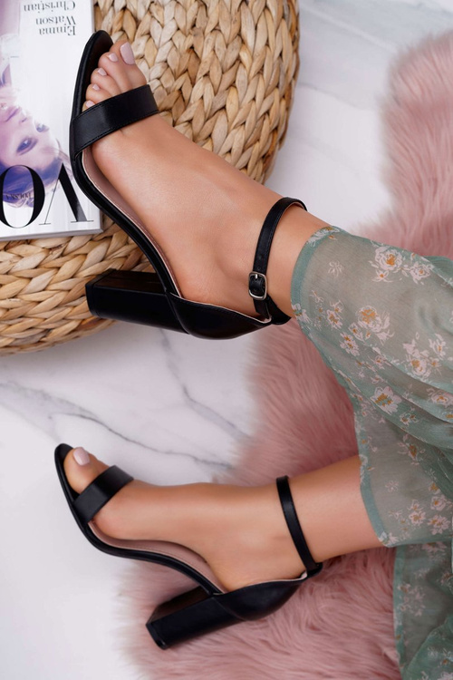 Sandały Damskie Na Słupku Klasyczne Czarne Fiji