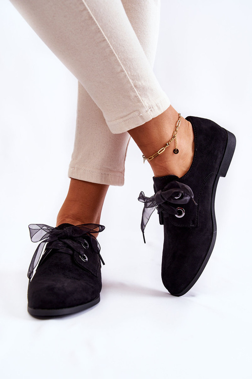Damskie Zamszowe Wiązane Półbuty La.Fi 210014B-SU Czarne