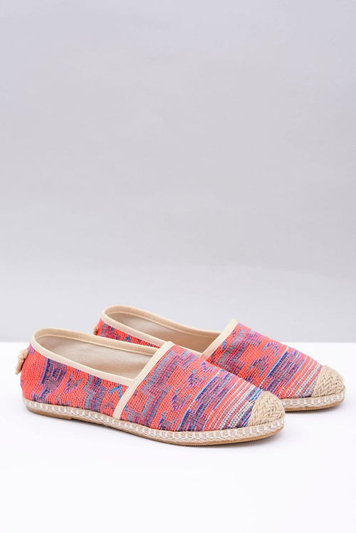 Lu Boo | Damskie Wsuwane Lniane Espadryle Aztec Koral Bimbi
