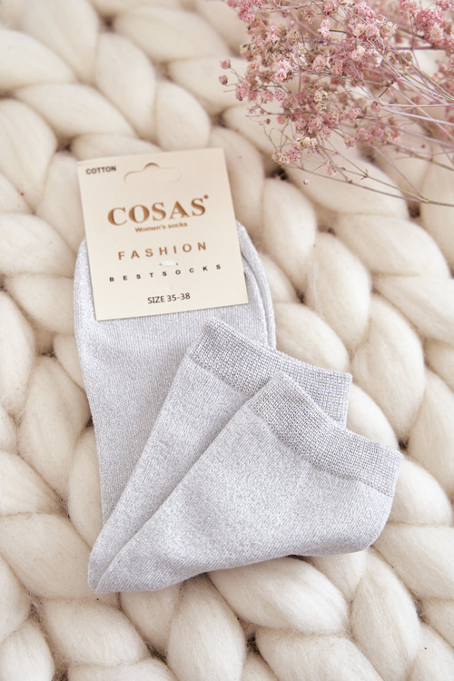 Damskie Bawełniane Skarpetki Z Błyszczącą Nicią Cosas Białe