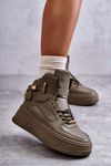 Damskie Ocieplane Wysokie Buty Sportowe Zielone Lexa