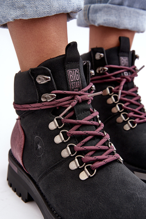 Trapery Sznurowane Czarne Big Star MM274318