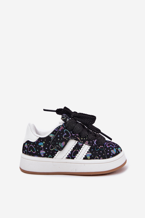 Buty Sportowe Sneakersy Dziecięce W Serduszka Czarne Mirelle