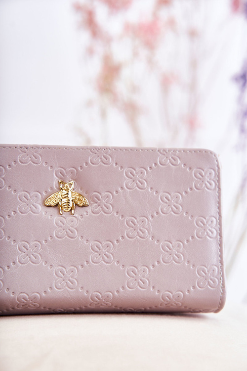 Damski Duży Portfel Z Ozdobą Szary Fabio