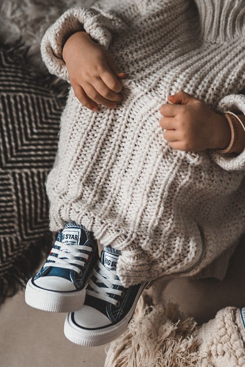 Dziecięce Klasyczne Niskie Trampki BIG STAR HH374195 Granatowe