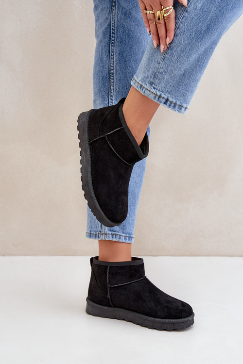 Śniegowce Damskie Z Eko Zamszu Czarne Noliri