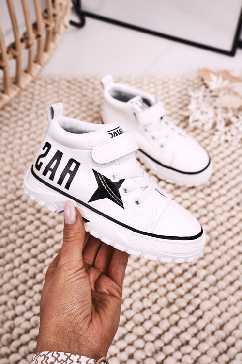 Dziecięce Wysokie Trampki Na Rzep Białe Sparky