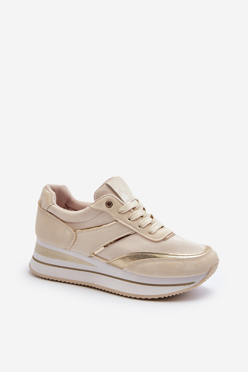 Damskie Buty Sportowe Sneakersy Na Platformie Beżowe Atnarama