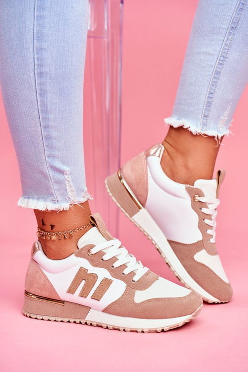 Damskie Sportowe Buty Sneakersy Beżowo-Różowe Maddie