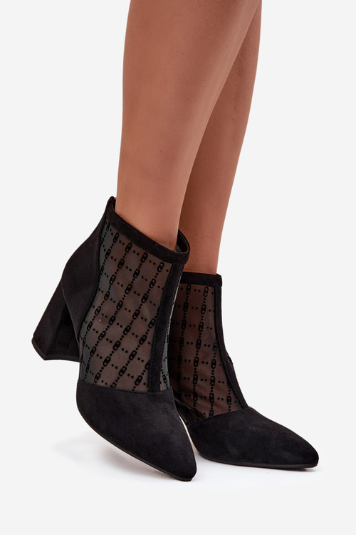 Botki Damskie Na Słupku Z Siateczką D&A LZ52-944 Czarne