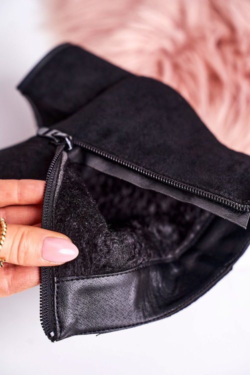 Klasyczne Damskie Ocieplane Botki Na Słupku Czarne Success