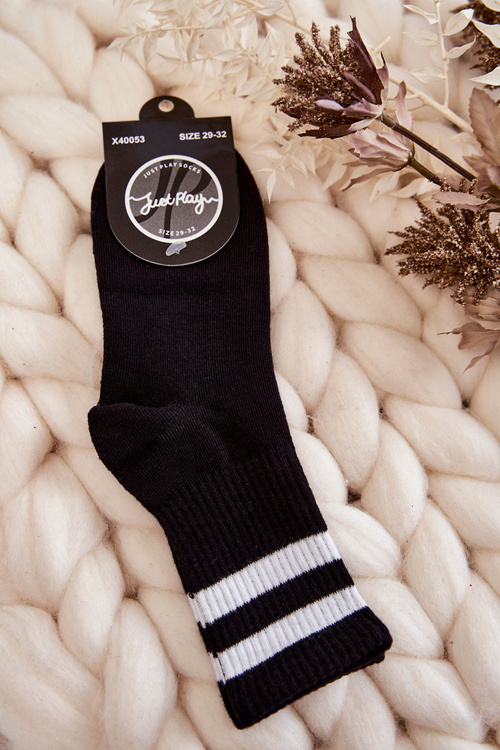 Młodzieżowe Bawełniane Sportowe Skarpetki Czarne