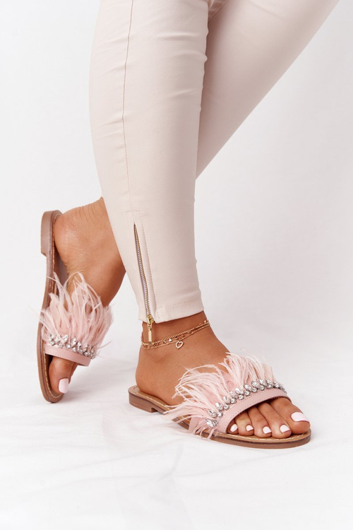 Klapki Z Piórami Lu Boo Różowe