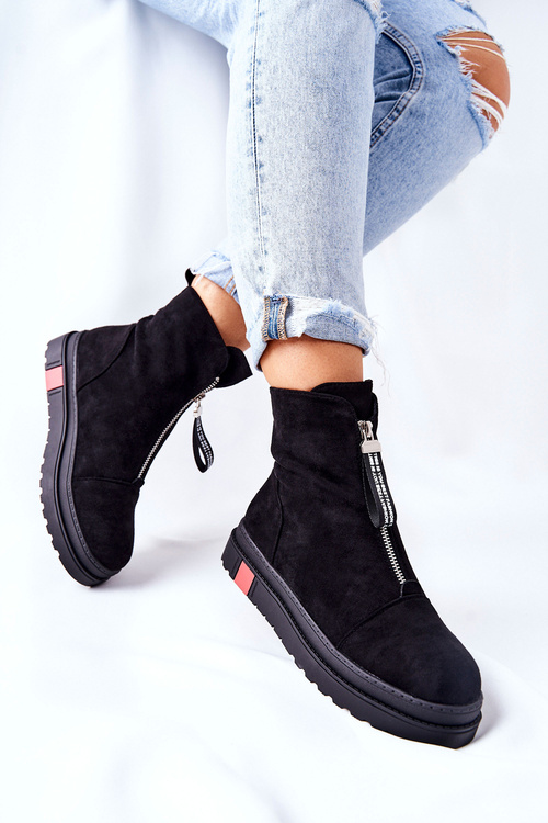 Botki Damskie Na Platformie Czarne Charlee