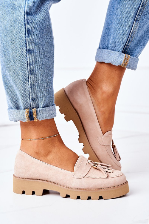 Zamszowe Mokasyny Lewski Shoes 3053 Cappuccino