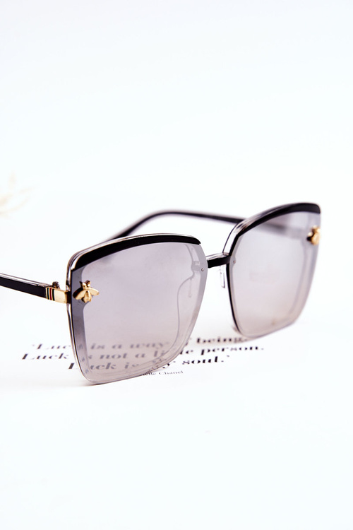 Damskie Okulary Przeciwsłoneczne Z Ozdobą SX0007 Czarno-Szare