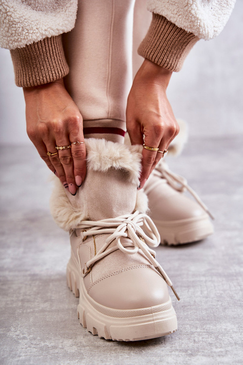 Ocieplane Botki Trapery Beżowe Charles