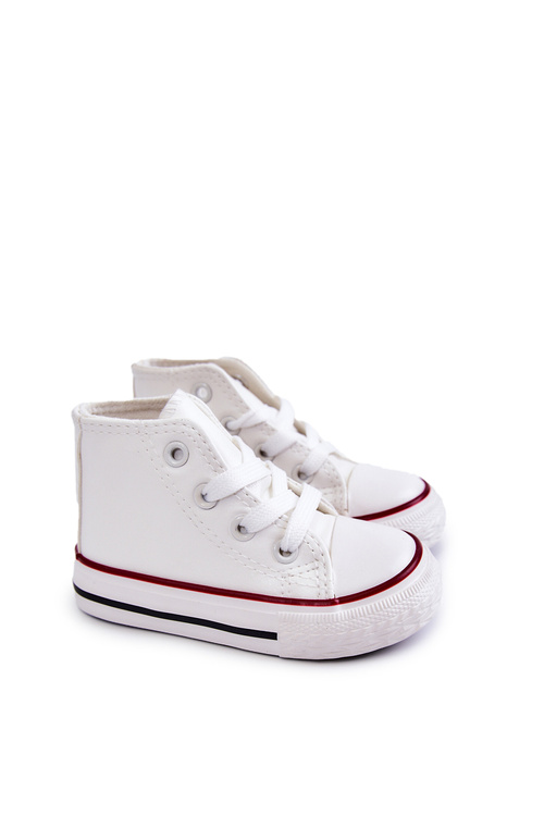 Dziecięce Skórzane Wysokie Trampki Białe Marney