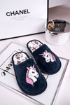 Dziecięce Klapki Papcie Z Jednorożcem Granatowe Unicorn