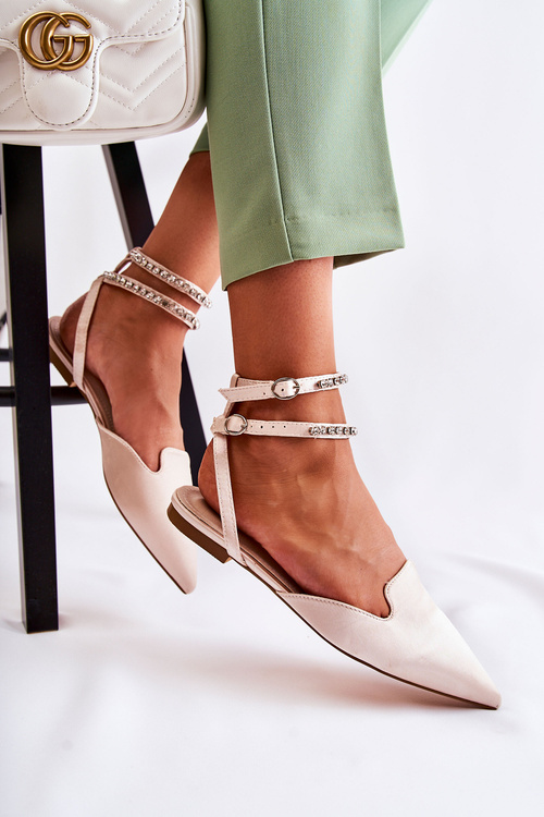 Damskie Sandały Z Noskiem W Szpic Beżowe Amisha