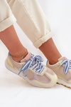 Sneakersy Damskie Z Eko Skóry Żółte Kelira