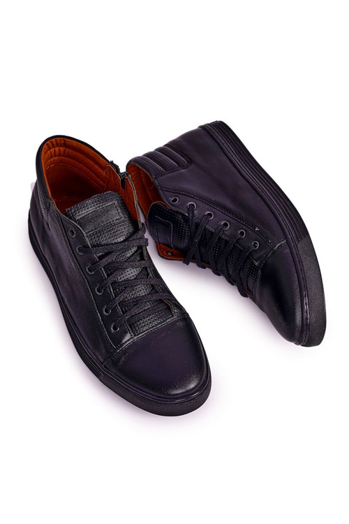 Męskie Skórzane Półbuty Tenisówki BEDNAREK Czarne